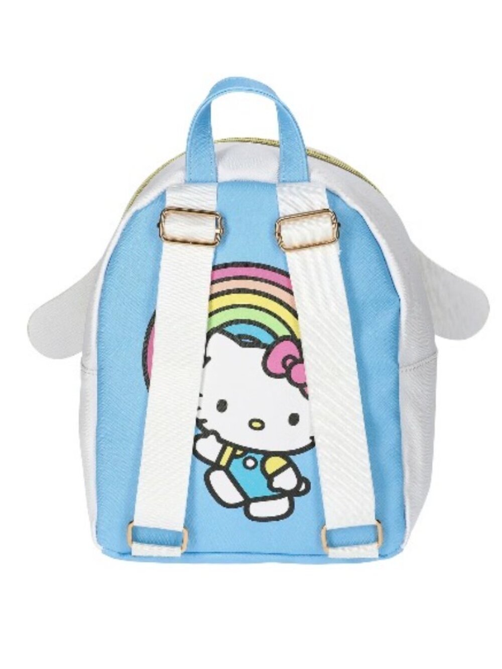 Loungefly Hello Kitty Rainbow Mini Backpack Adjustable White Blue Outer Pockets - Picture 4 of 4